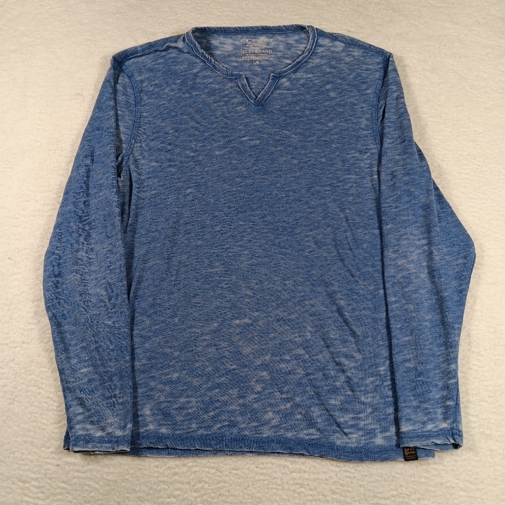 Lucky Brand Shirt Men’s Large Blue Venice Burnout Long Sleeve Lightweight